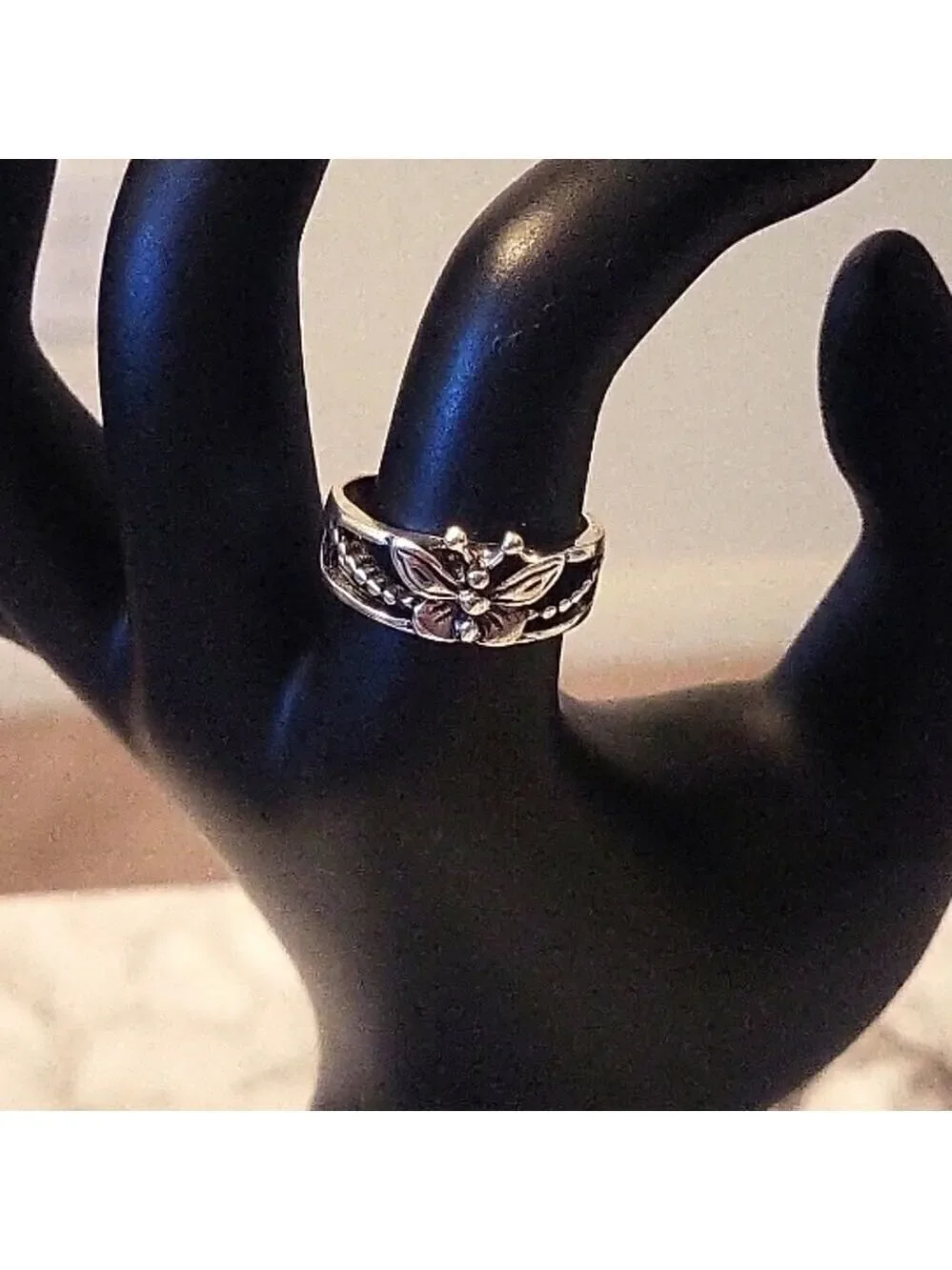 Silvery Butterfly Ring Size 7